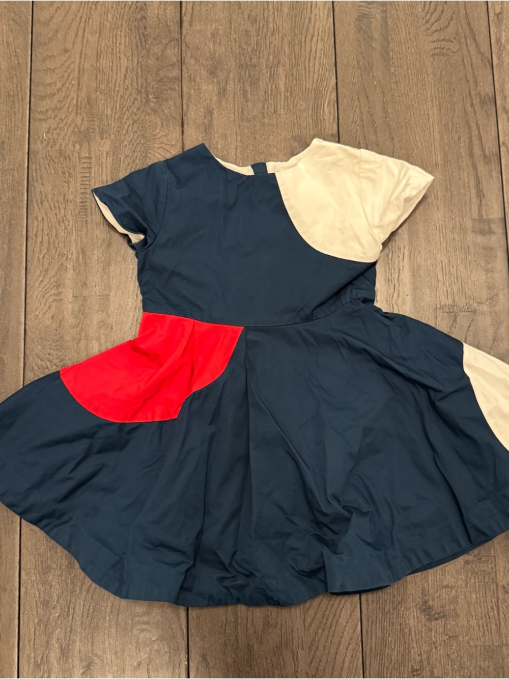 Jacadi Navy Colorblock Twirl Dress for Girls - Red & Cream Accents